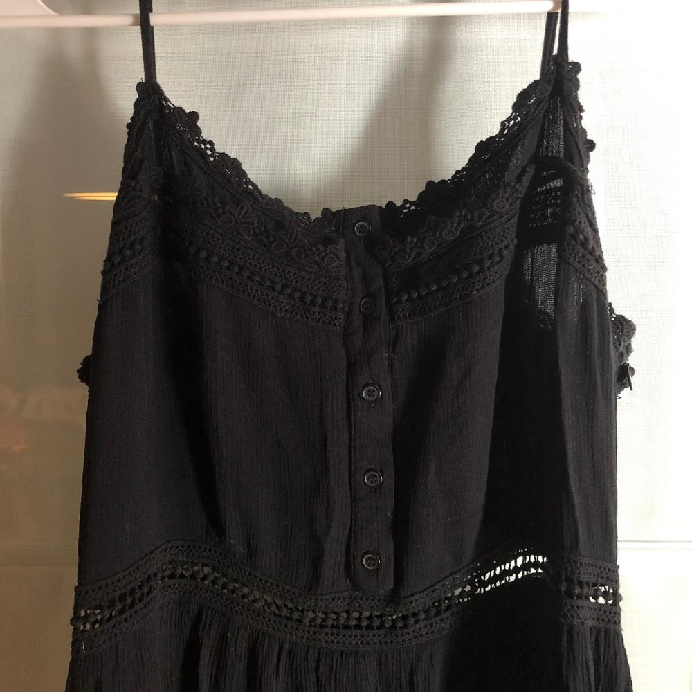 Black Crochet Boho Maxi Dress